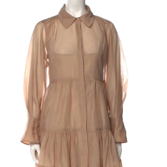 Jonathan Simkhai Sheer Tan Mini Dress - Picture 1 of 7